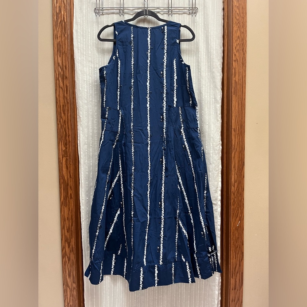 Snapdragon & Twig by Tulip Annie Indigo Blue Cotton Midi Dress size M - Picture 2 of 8